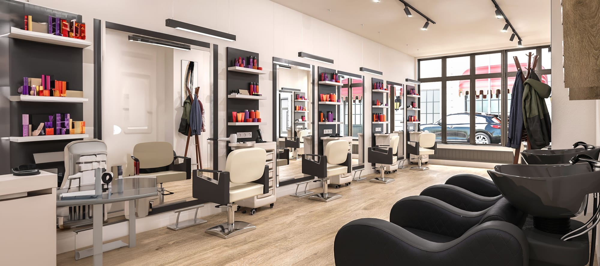 Hairdressing salon interior.