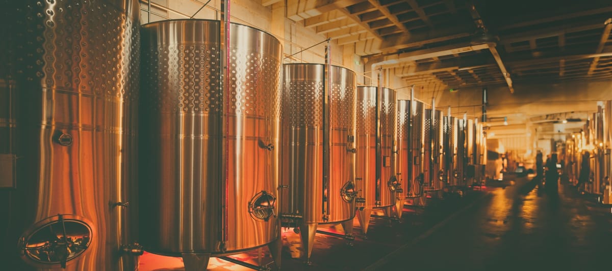 Steel tanks in cellar